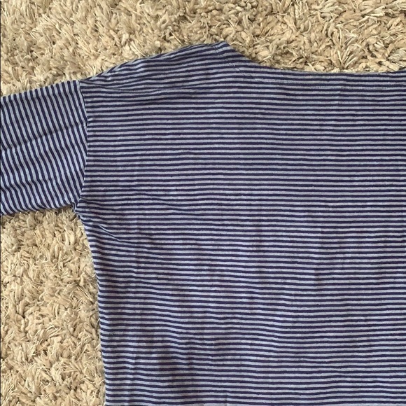 EILEEN FISHER Organic Linen Navy Striped Top - Picture 12 of 15